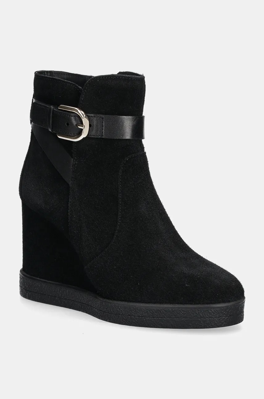 Geox cizme din piele întoarsă D ELIDEA WEDGE femei, culoarea negru, toc pana, D46VQA 02243 C9999 Geox cizme din piele întoarsă D ELIDEA WEDGE femei, culoarea negru, toc pana, D46VQA 02243 C9999