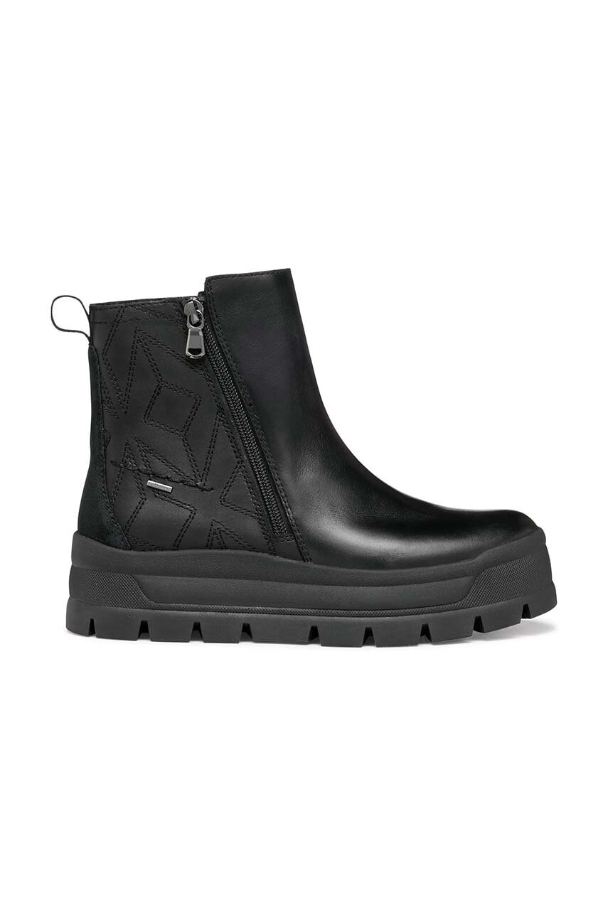 Geox cizme de piele D SPHERICA EC7.1 B A femei, culoarea negru, cu platforma, D46WSG 04322 C9999