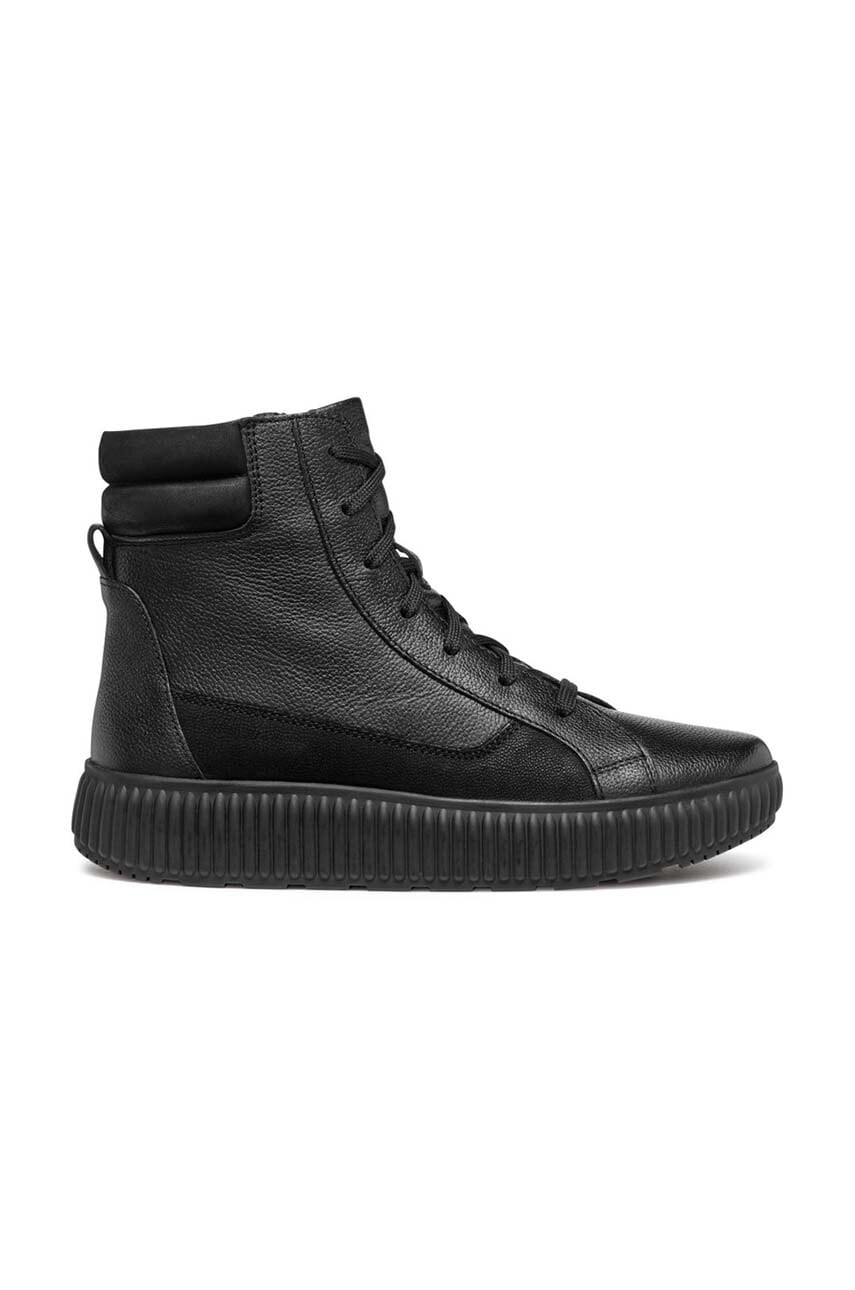 Geox cizme de piele D GRAISY femei, culoarea negru, cu toc plat, izolare usoara, D46XFF 046LT C9999 Geox cizme de piele D GRAISY femei, culoarea negru, cu toc plat, izolare usoara, D46XFF 046LT C9999