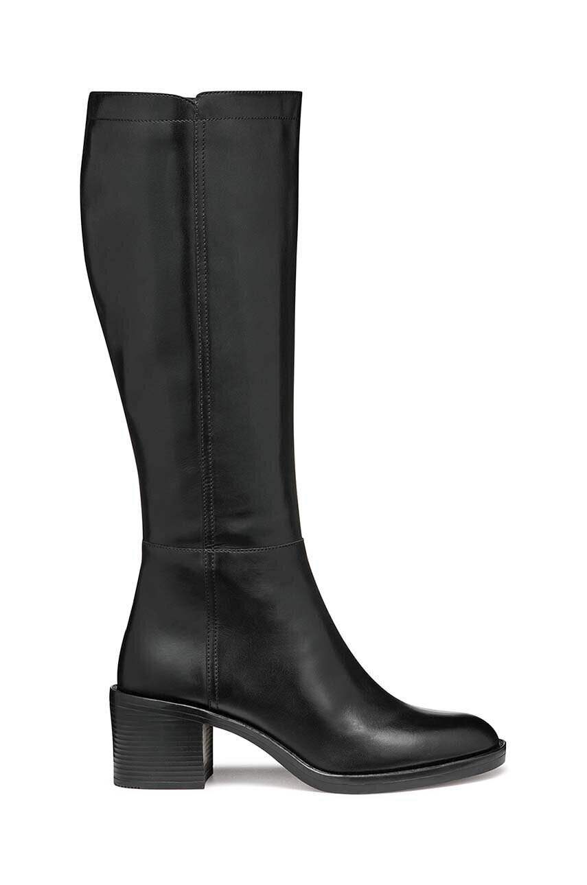Geox ghete de piele D SERILDA 60 femei, culoarea negru, cu toc drept, D46XXA 00043 C9999