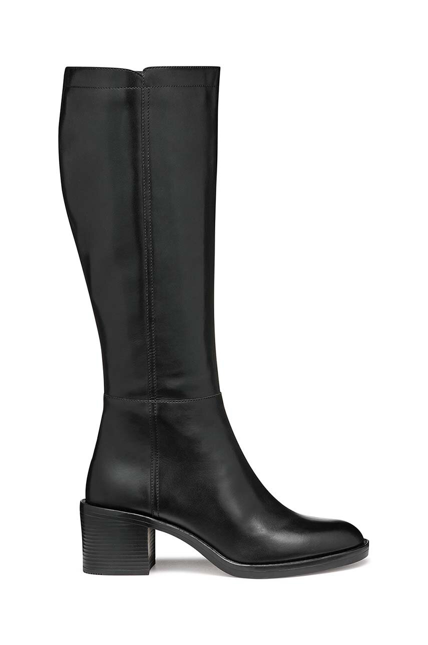 Geox ghete de piele D SERILDA 60 femei, culoarea negru, cu toc drept, D46XXA 00043 C9999
