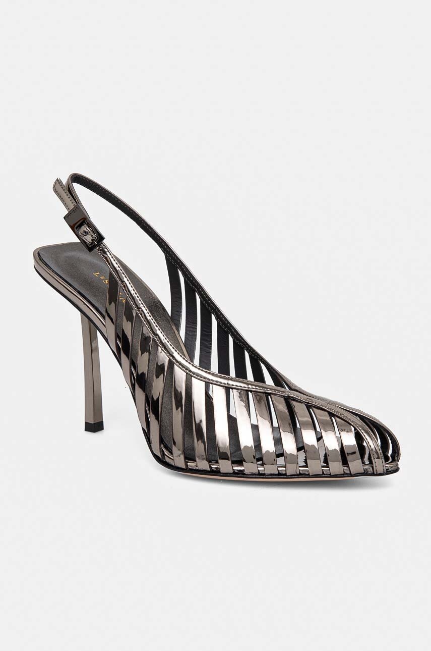 Le Silla pantofi cu toc Chanel Cage culoarea argintiu, 3402C090BMPPMRA922