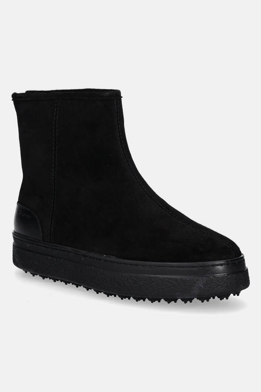Gant cizme din piele intoarsa Snowhill culoarea negru, cu toc plat, izolat, 29543783 G00