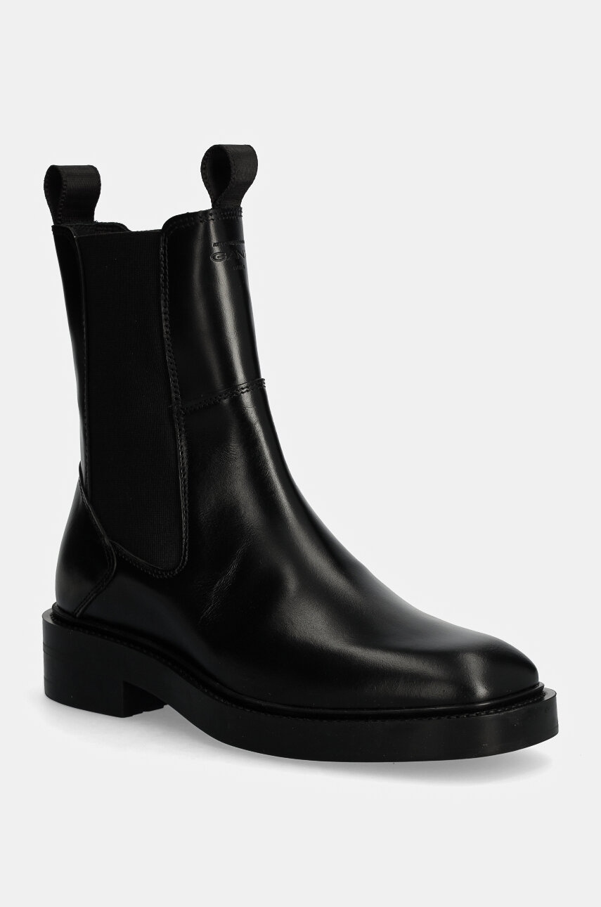 Gant cizme de piele Fallwi femei, culoarea negru, cu toc plat, izolare usoara, 29551713 G00