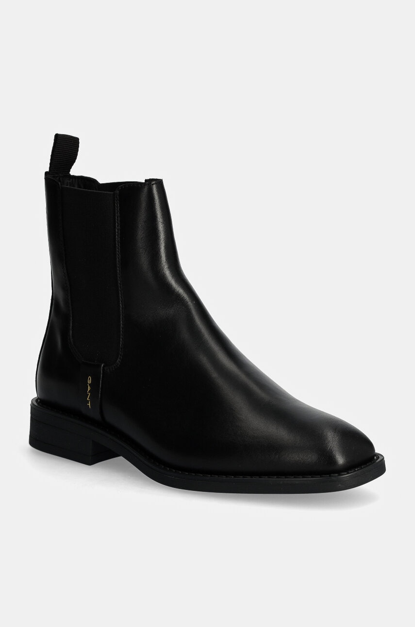 Gant ghete chelsea de piele Fayy femei, culoarea negru, cu toc plat, 29551770 G00 Gant ghete chelsea de piele Fayy femei, culoarea negru, cu toc plat, 29551770 G00