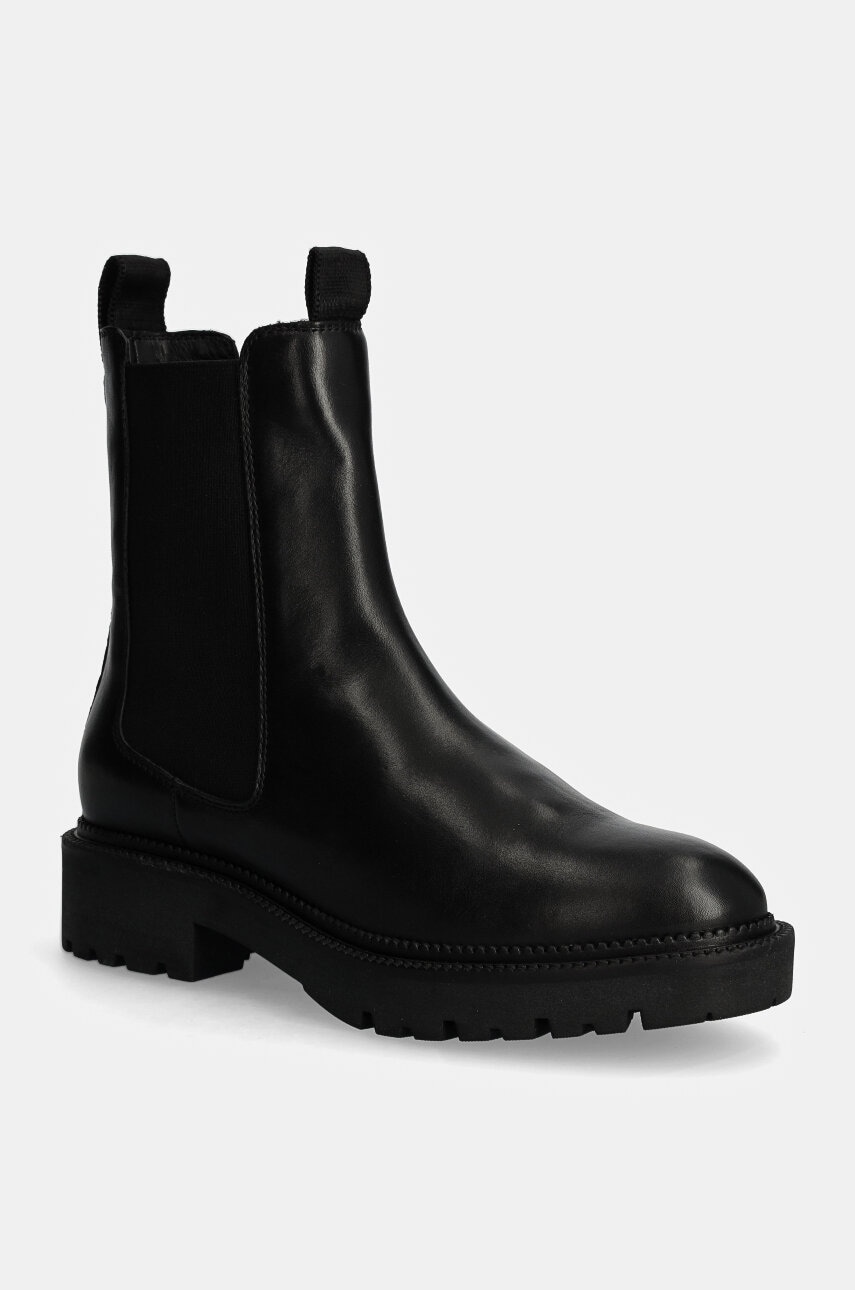 Gant ghete chelsea de piele Kelliin femei, culoarea negru, cu toc plat, 29551777 G00
