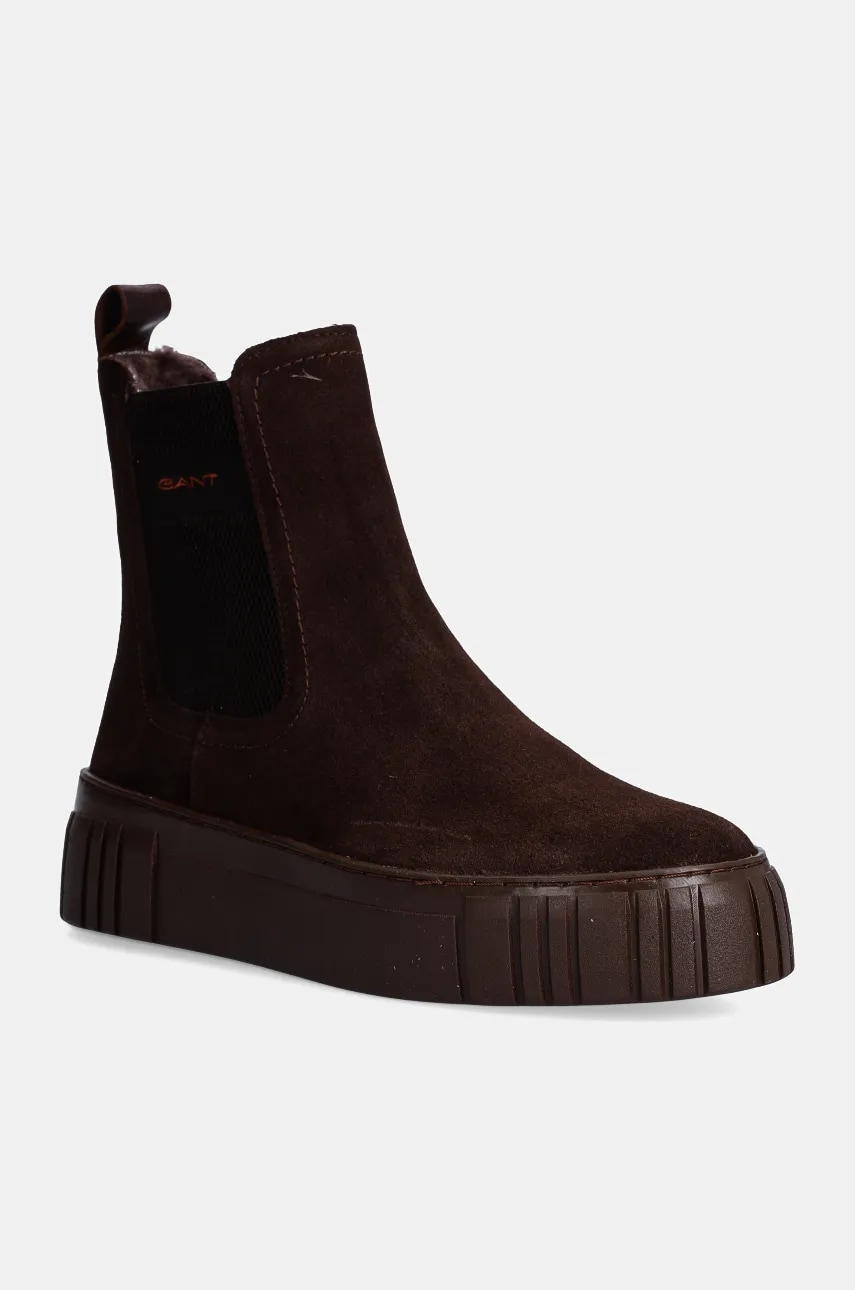 Gant botine din piele intoarsa Snowmont femei, culoarea maro, cu platforma, izolare usoara, 29553786 G896 Gant botine din piele intoarsa Snowmont femei, culoarea maro, cu platforma, izolare usoara, 29553786 G896