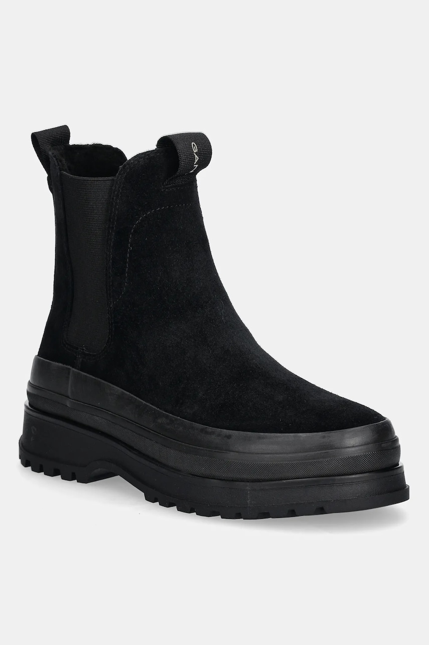 Gant botine din piele intoarsa Wintly femei, culoarea negru, cu toc plat, izolat, 29553795 G00