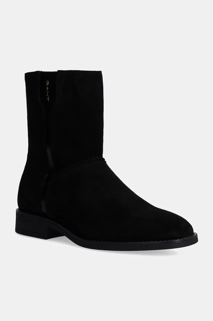 Gant botine din piele intoarsa Fayy femei, culoarea negru, cu toc plat, 29543774 G00 Gant botine din piele intoarsa Fayy femei, culoarea negru, cu toc plat, 29543774 G00