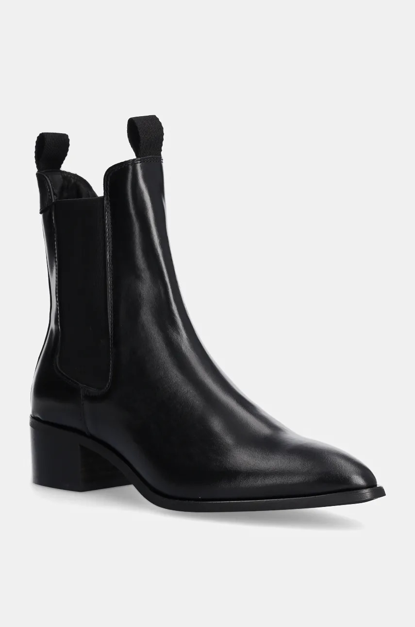 Gant ghete chelsea de piele St Broomly femei, culoarea negru, cu toc drept, 29551700 G00 Gant ghete chelsea de piele St Broomly femei, culoarea negru, cu toc drept, 29551700 G00