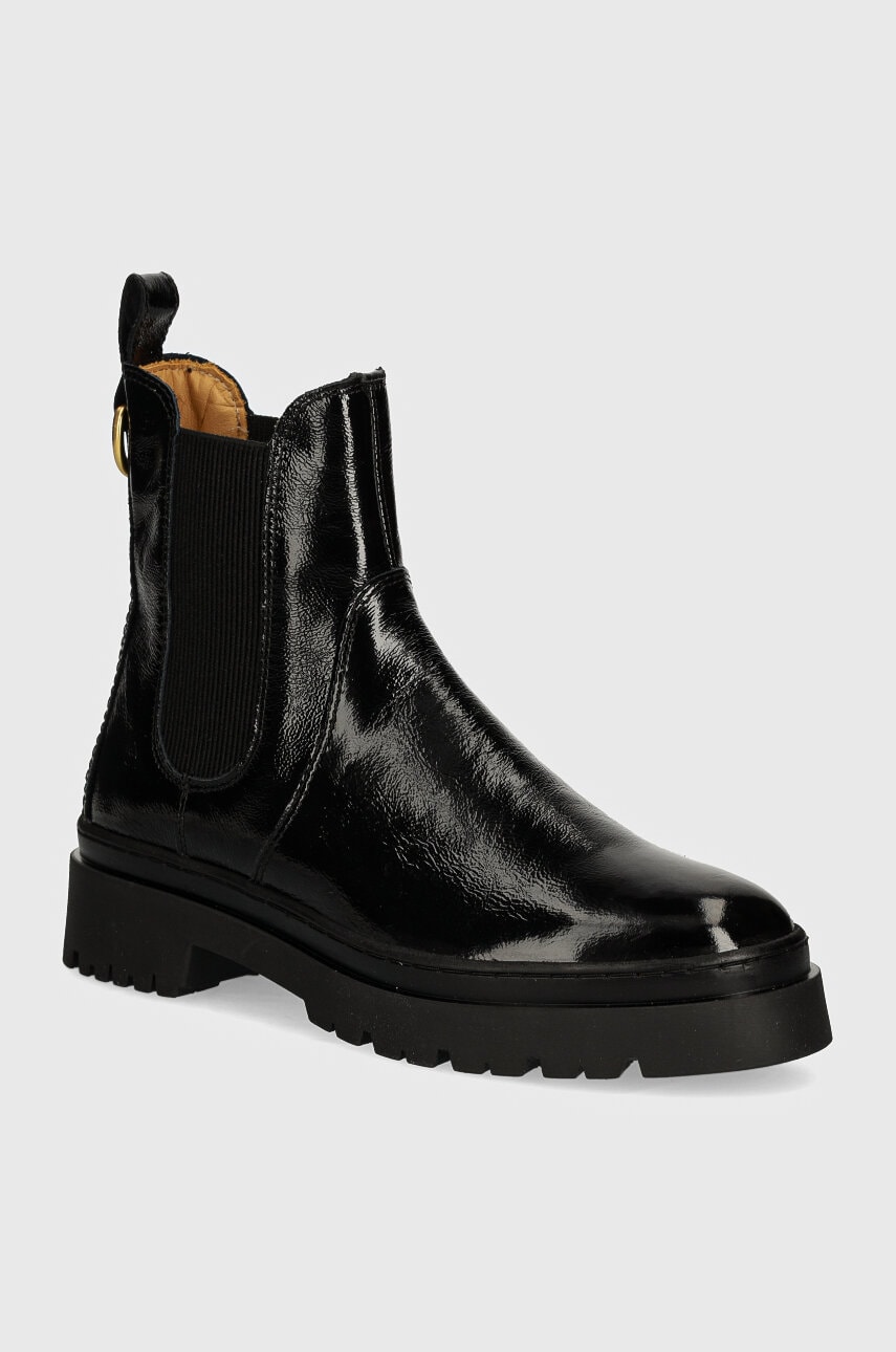 Gant ghete chelsea de piele Aligrey femei, culoarea negru, cu toc plat, 29551764 G00 Gant ghete chelsea de piele Aligrey femei, culoarea negru, cu toc plat, 29551764 G00