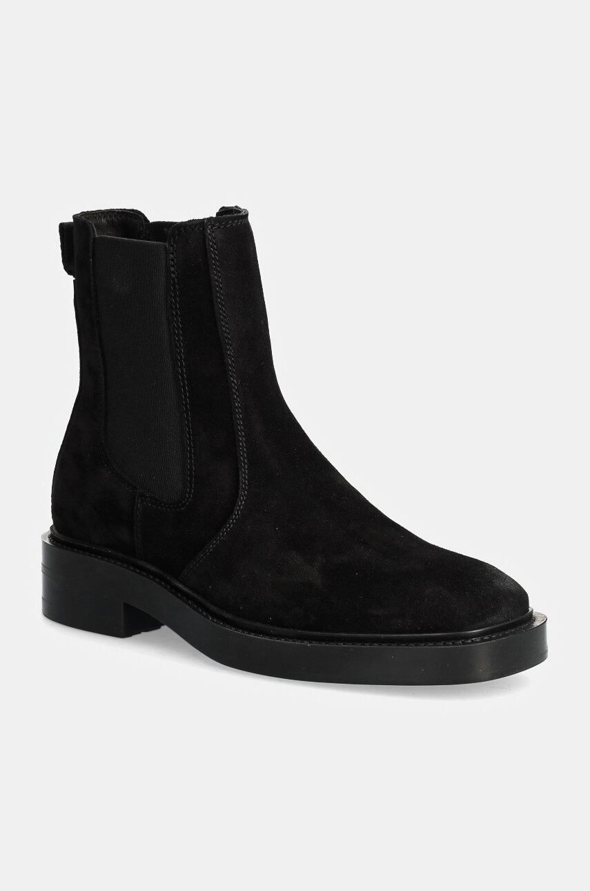 Gant botine din piele intoarsa Fallwi femei, culoarea negru, cu toc plat, 29553724 G00 Gant botine din piele intoarsa Fallwi femei, culoarea negru, cu toc plat, 29553724 G00