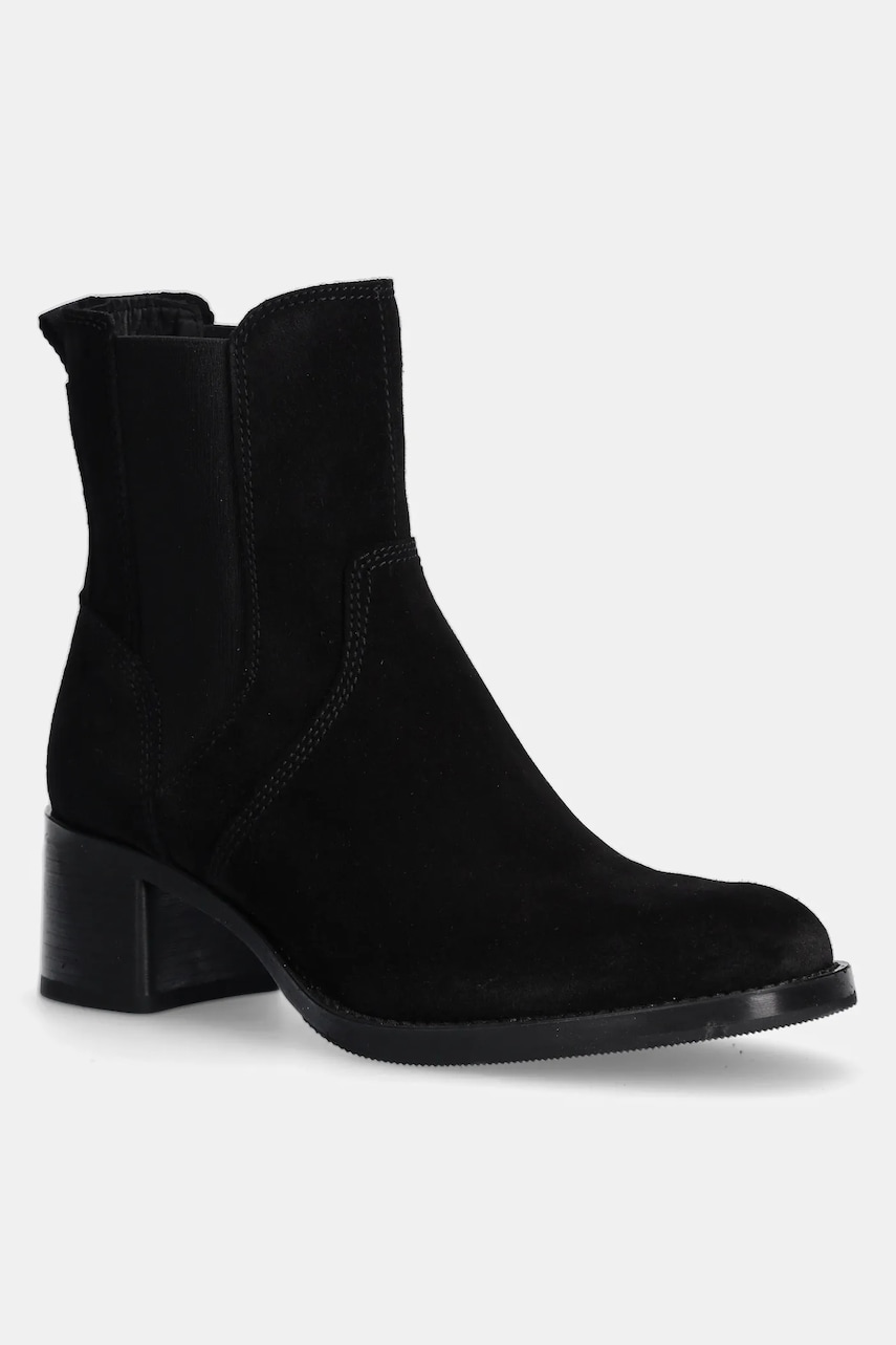 Gant botine din piele întoarsă Workdale femei, culoarea negru, cu toc drept, 29553797 G00 Gant botine din piele întoarsă Workdale femei, culoarea negru, cu toc drept, 29553797 G00