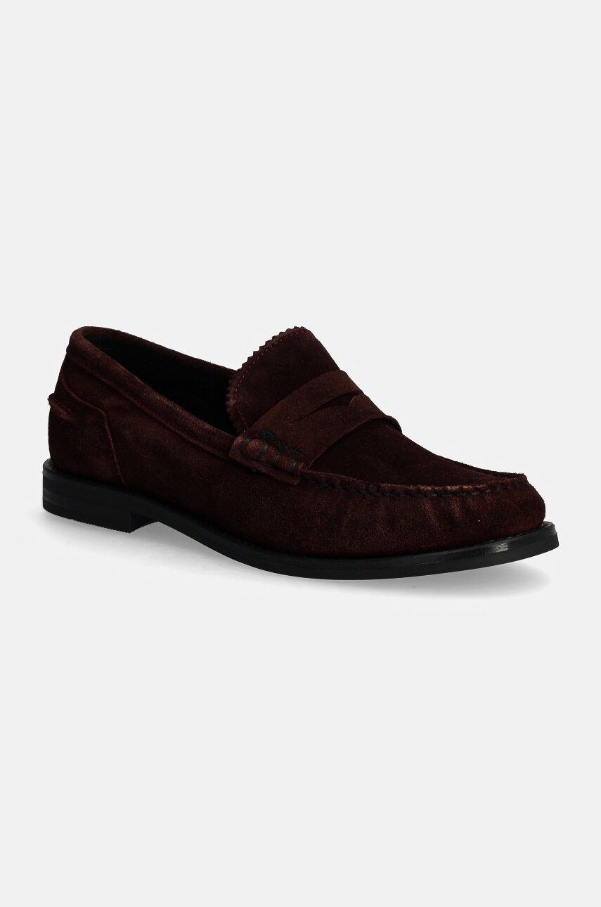 Gant mocasini din piele intoarsa Gracelyn femei, culoarea bordo, cu toc plat, 29573715 G553