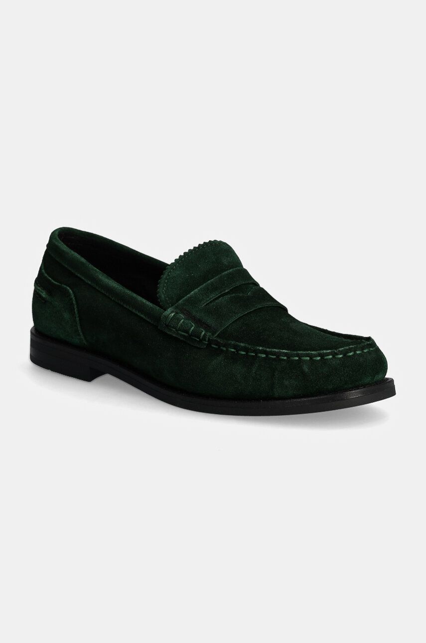 Gant mocasini din piele intoarsa Gracelyn femei, culoarea verde, cu toc plat, 29573715 G73