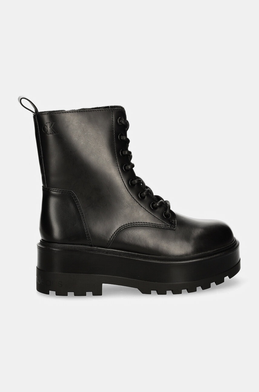 Μποτάκια εργασίας Calvin Klein Jeans FLATFORM HIGH LACE UP MG DL χρώμα: μαύρο, YW0YW01535 φωτογραφία
