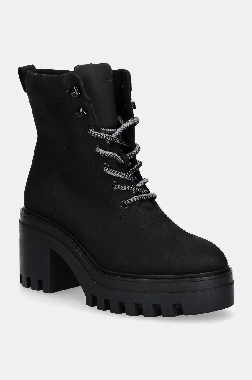 Levně Nízké kozačky Calvin Klein Jeans CHUNKY HEELED ZIP BOOT LTH dámské, černá barva, na podpatku, YW0YW01548