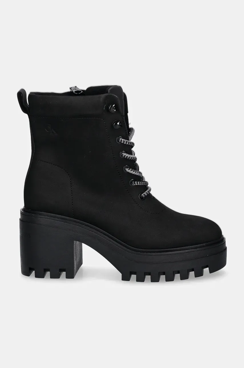 Полусапожки Calvin Klein Jeans CHUNKY HEELED ZIP BOOT LTH женские цвет чёрный каблук кирпичик YW0YW01548 Полусапожки Calvin Klein Jeans CHUNKY HEELED ZIP BOOT LTH женские цвет чёрный каблук кирпичик YW0YW01548