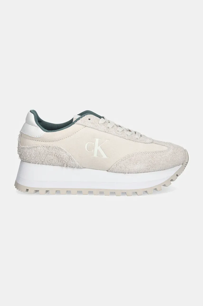 Замшевые кроссовки Calvin Klein Jeans RUNNER LACEUP ML SUEDE цвет бежевый YW0YW01574 Замшевые кроссовки Calvin Klein Jeans RUNNER LACEUP ML SUEDE цвет бежевый YW0YW01574