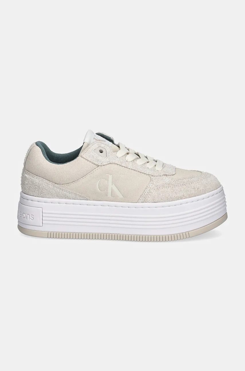Замшевые кроссовки Calvin Klein Jeans BOLD PLATF LACEUP LOW MG SUEDE цвет бежевый YW0YW01575 Замшевые кроссовки Calvin Klein Jeans BOLD PLATF LACEUP LOW MG SUEDE цвет бежевый YW0YW01575