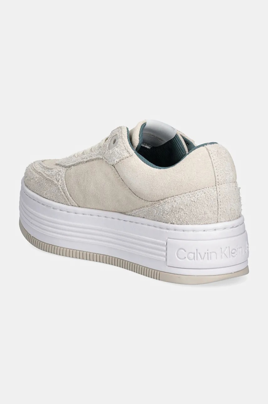 Σουέτ αθλητικά παπούτσια Calvin Klein Jeans BOLD PLATF LACEUP LOW MG SUEDE χρώμα: μπεζ, YW0YW01575 φωτογραφία