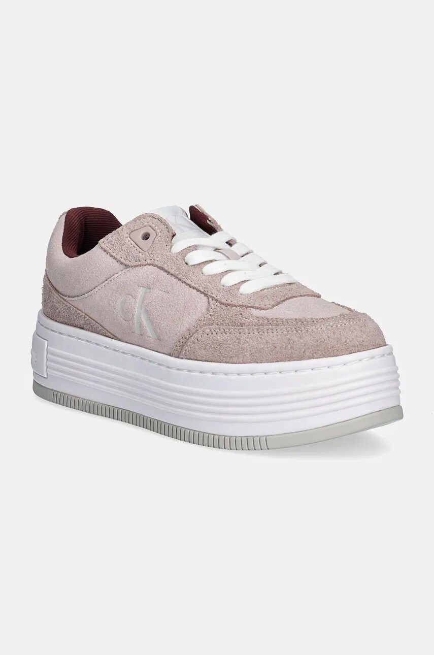 Levně Semišové sneakers boty Calvin Klein Jeans BOLD PLATF LACEUP LOW MG SUEDE růžová barva, YW0YW01575