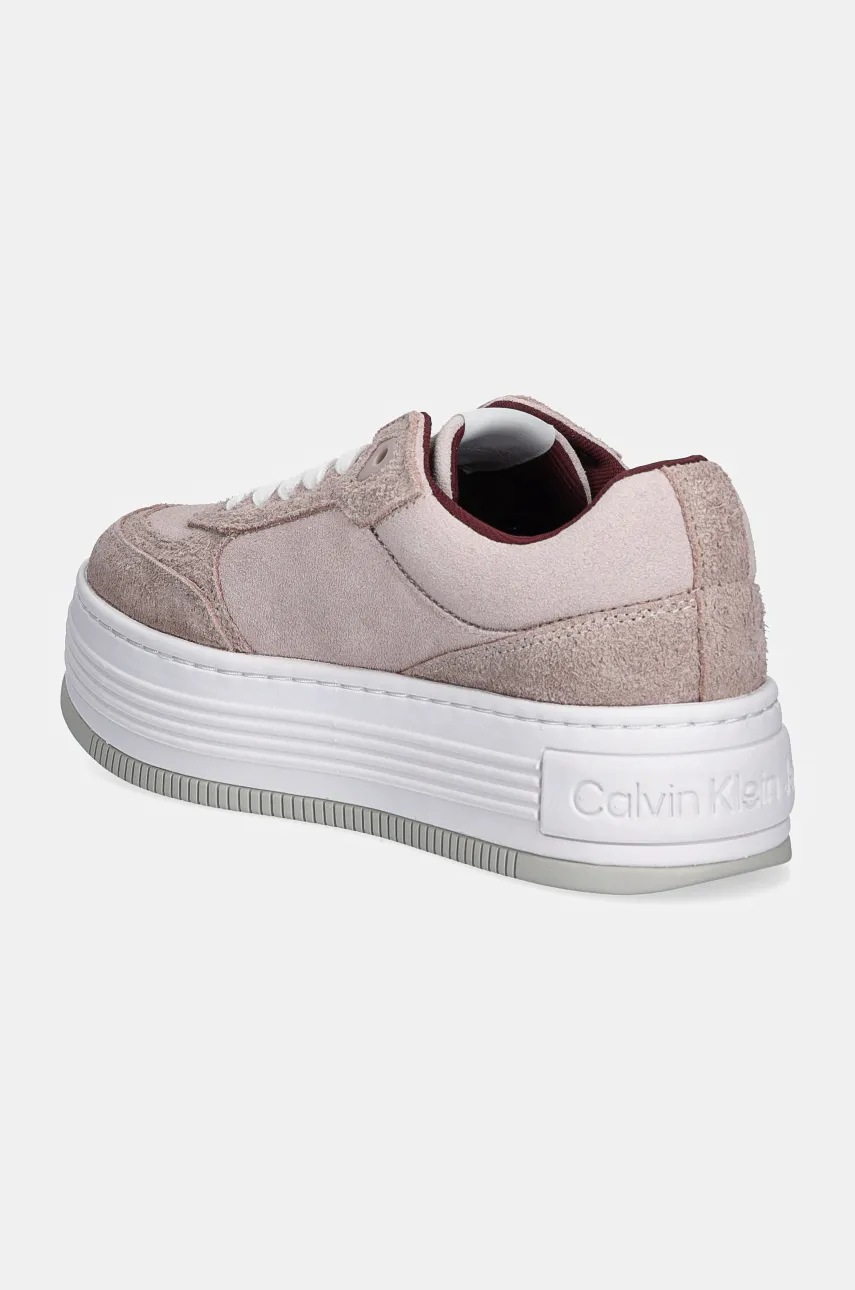Σουέτ αθλητικά παπούτσια Calvin Klein Jeans BOLD PLATF LACEUP LOW MG SUEDE χρώμα: ροζ, YW0YW01575 φωτογραφία