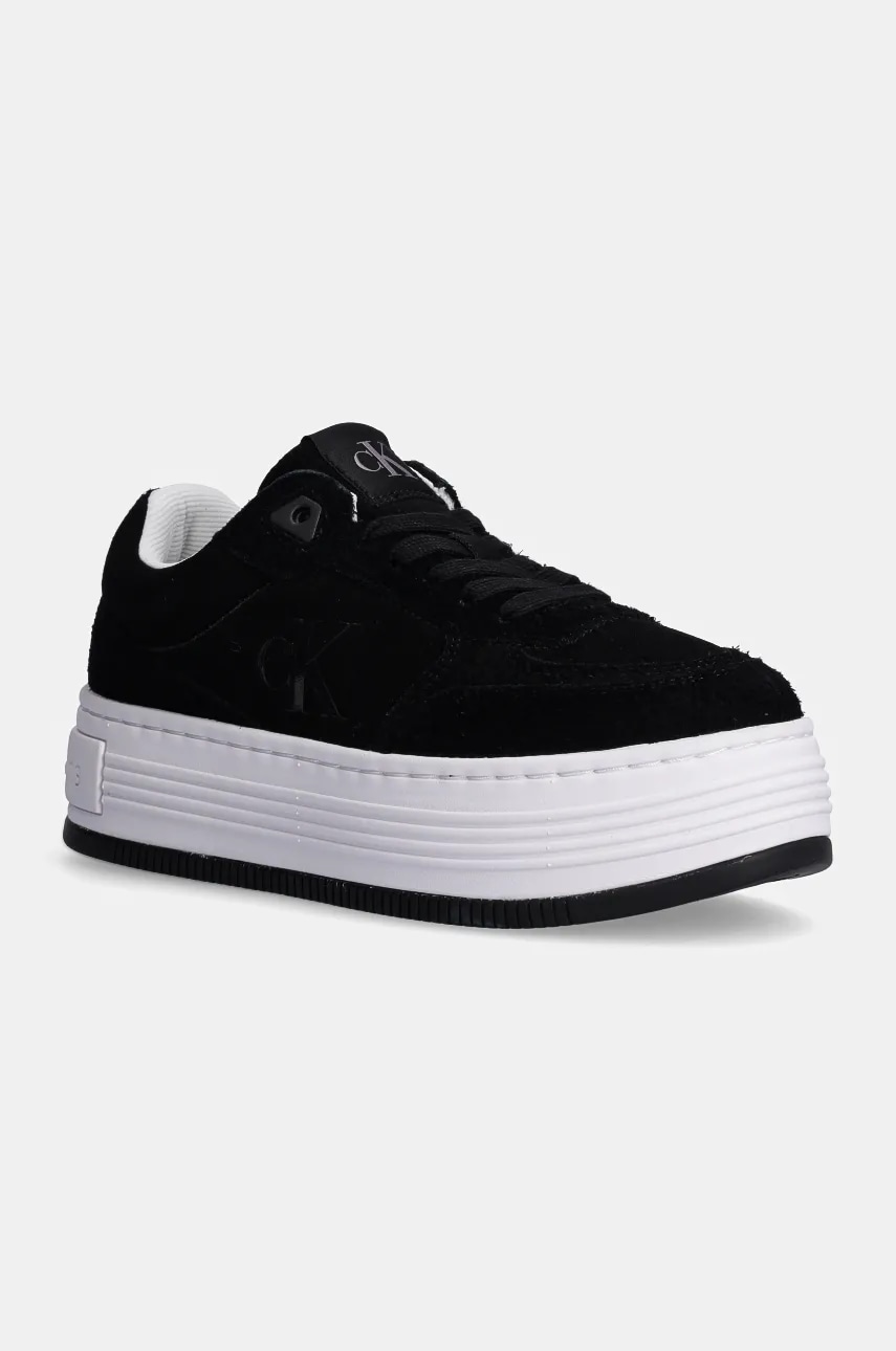 Levně Semišové sneakers boty Calvin Klein Jeans BOLD PLATF LACEUP LOW MG SUEDE černá barva, YW0YW01575