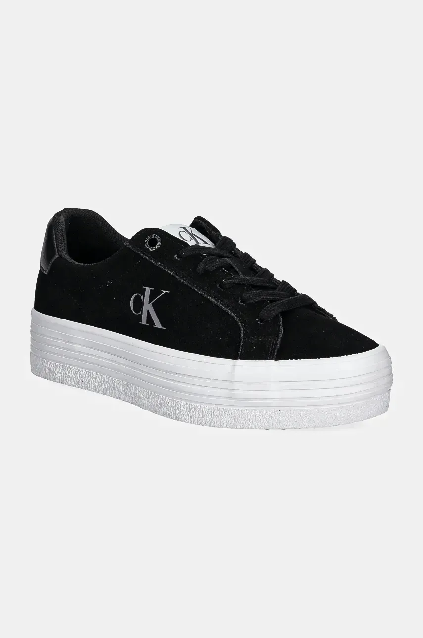 

Велурени маратонки Calvin Klein Jeans VULC FLATFORM LACEUP LOW MG S в черно YW0YW01576, Черен