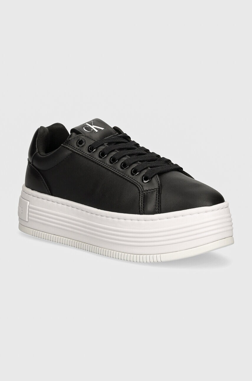 Levně Kožené sneakers boty Calvin Klein Jeans BOLD PLATF LOW OH MG LTH černá barva, YW0YW01589