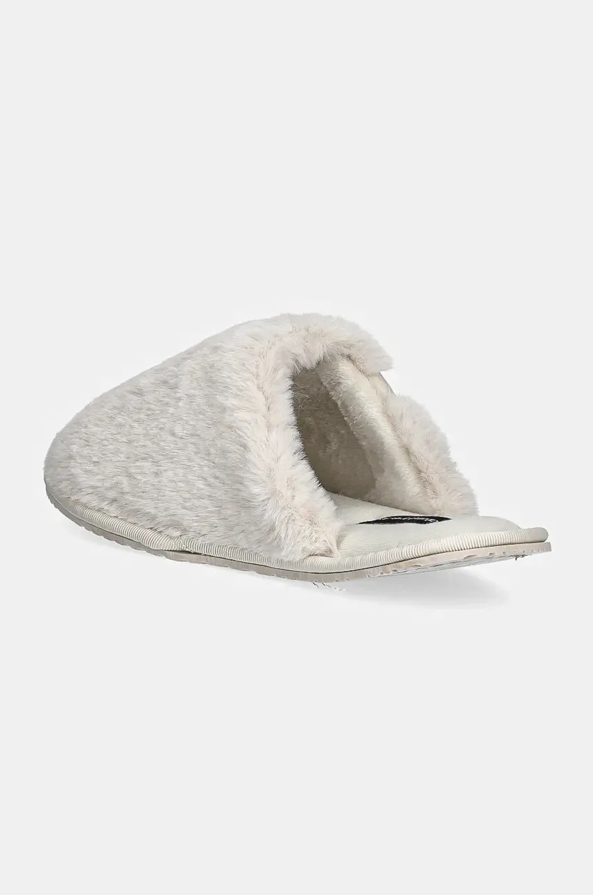 Тапочки Calvin Klein Jeans HOTEL SLIPPER FUR AFTER GLOW колір бежевий YW0YW01593 