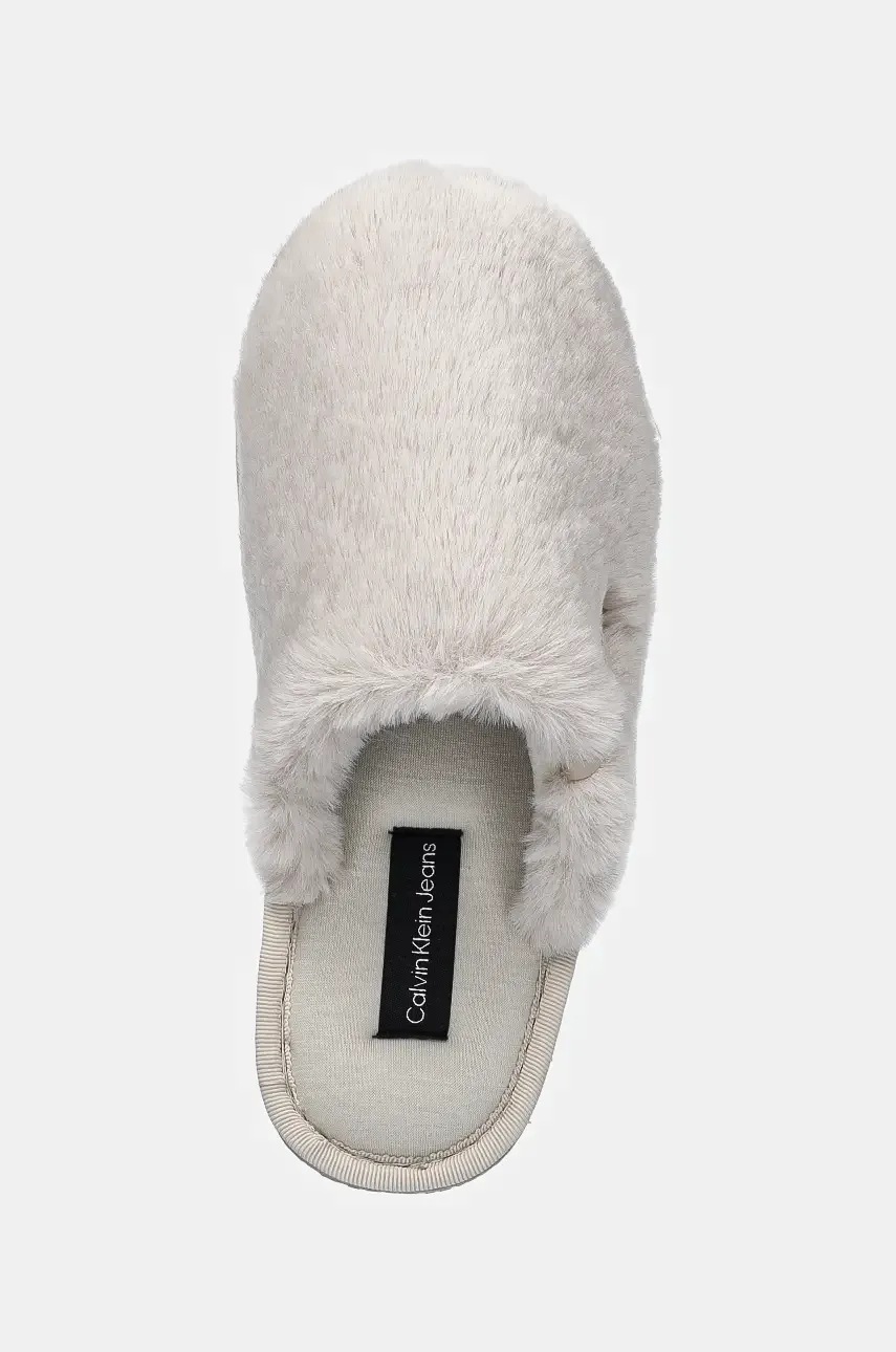 Тапочки Calvin Klein Jeans HOTEL SLIPPER FUR AFTER GLOW колір бежевий YW0YW01593 