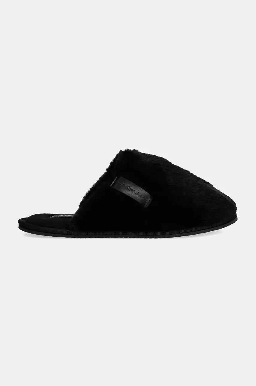 Тапки Calvin Klein Jeans HOTEL SLIPPER FUR AFTER GLOW цвет чёрный YW0YW01593 Тапки Calvin Klein Jeans HOTEL SLIPPER FUR AFTER GLOW цвет чёрный YW0YW01593