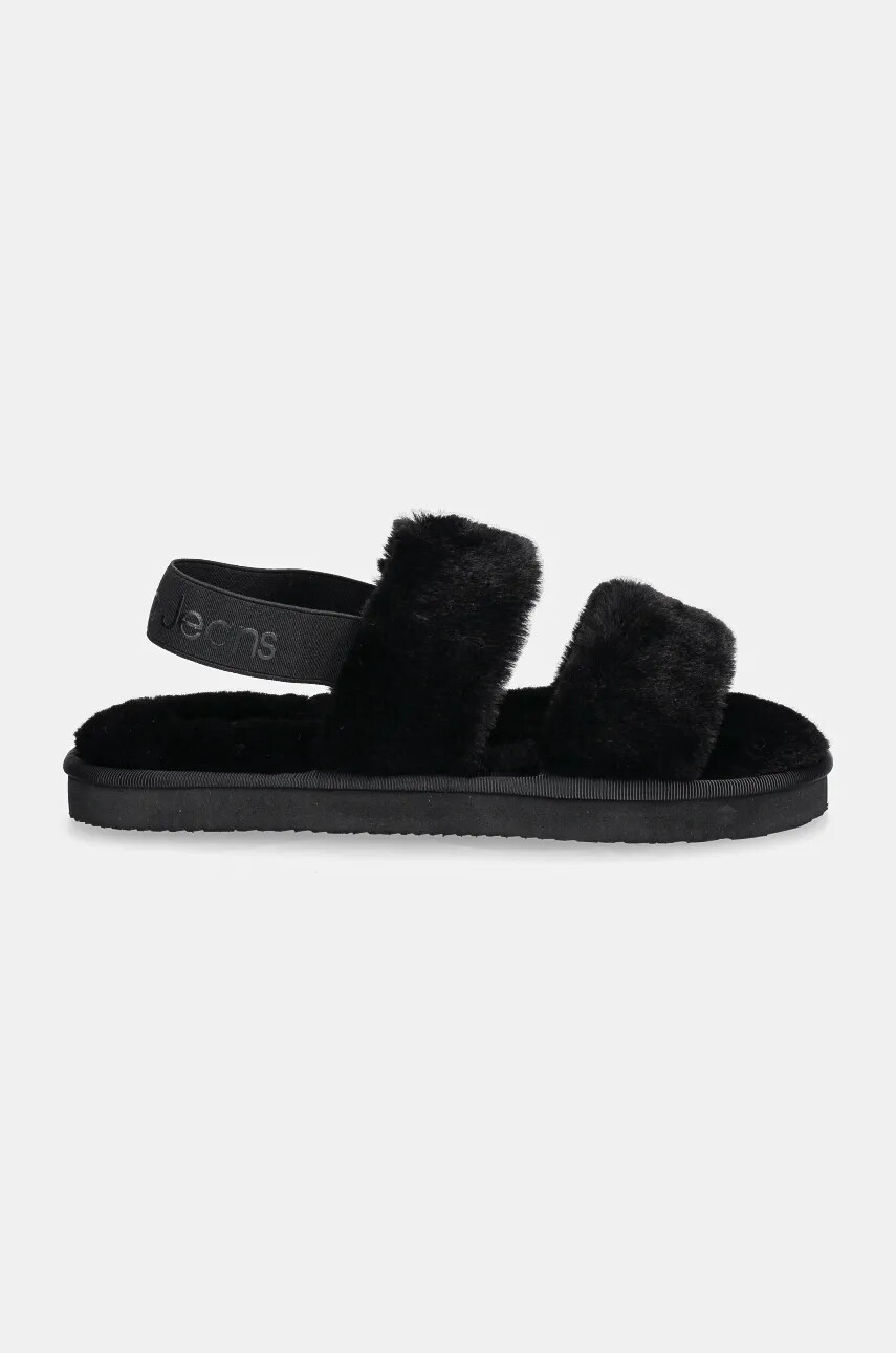 Тапки Calvin Klein Jeans HOME VELCRO IN FUR цвет чёрный YW0YW01595 Тапки Calvin Klein Jeans HOME VELCRO IN FUR цвет чёрный YW0YW01595