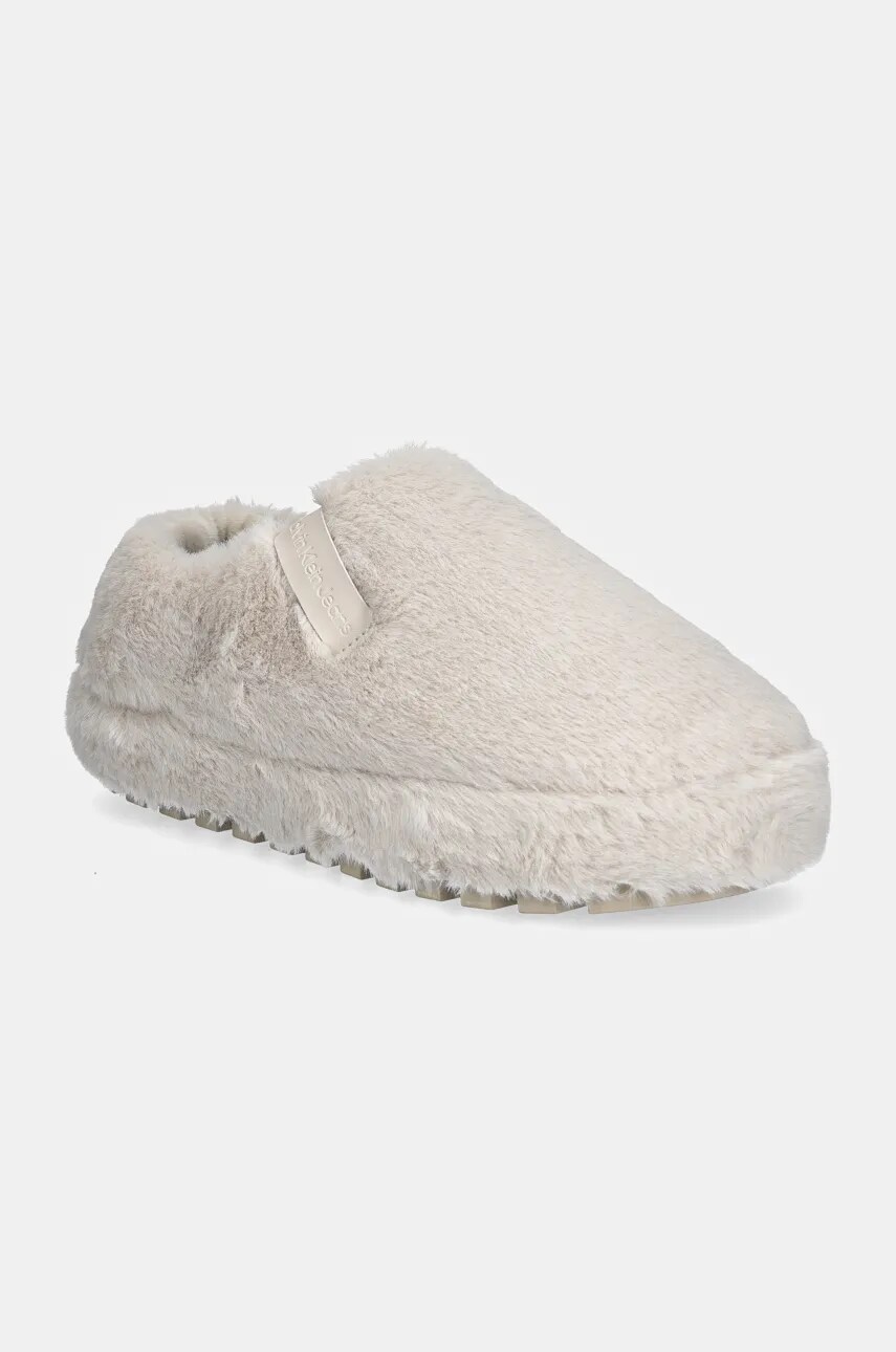 Levně Pantofle Calvin Klein Jeans HOME ANKE SLIPPER WN FUR béžová barva, YW0YW01596
