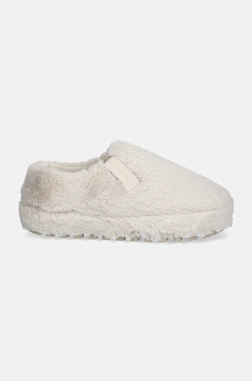 Παντόφλες Calvin Klein Jeans HOME ANKE SLIPPER WN FUR χρώμα: μπεζ, YW0YW01596 φωτογραφία