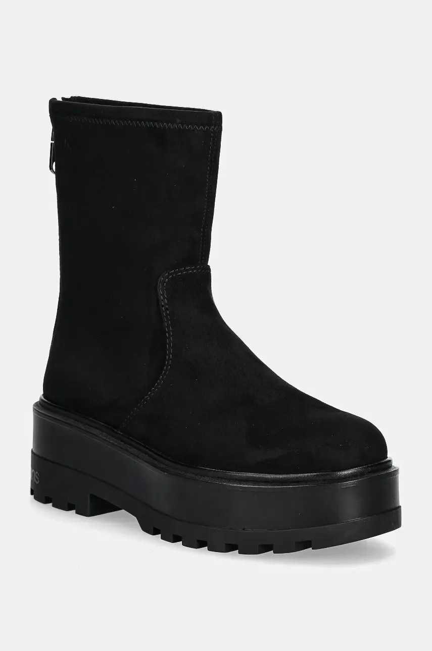 Levně Nízké kozačky Calvin Klein Jeans FLATFORM ZIP MG SS dámské, černá barva, na platformě, YW0YW01602