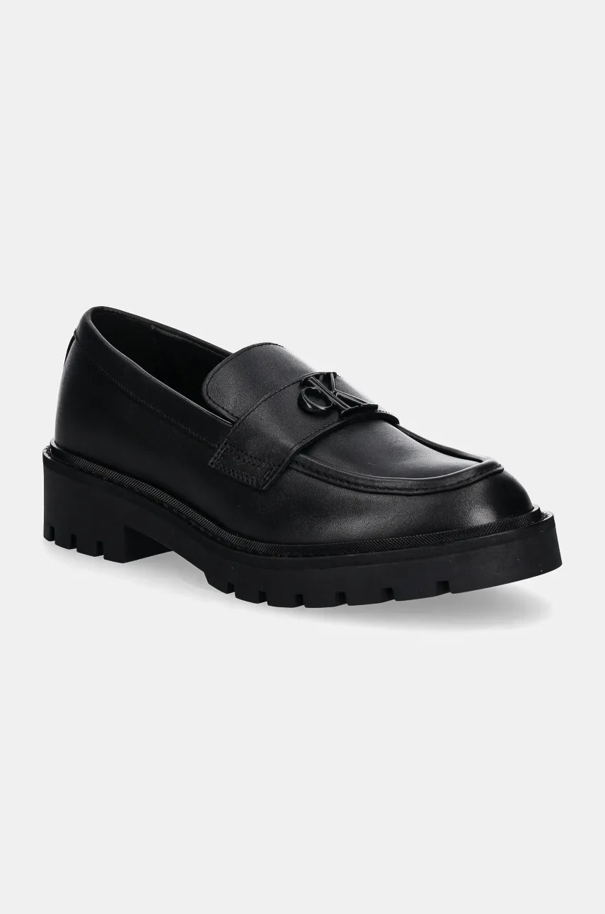 

Кожени мокасини Calvin Klein Jeans FLATFORM LOAFER HW MG LTH в черно с платформа YW0YW01682, Черен