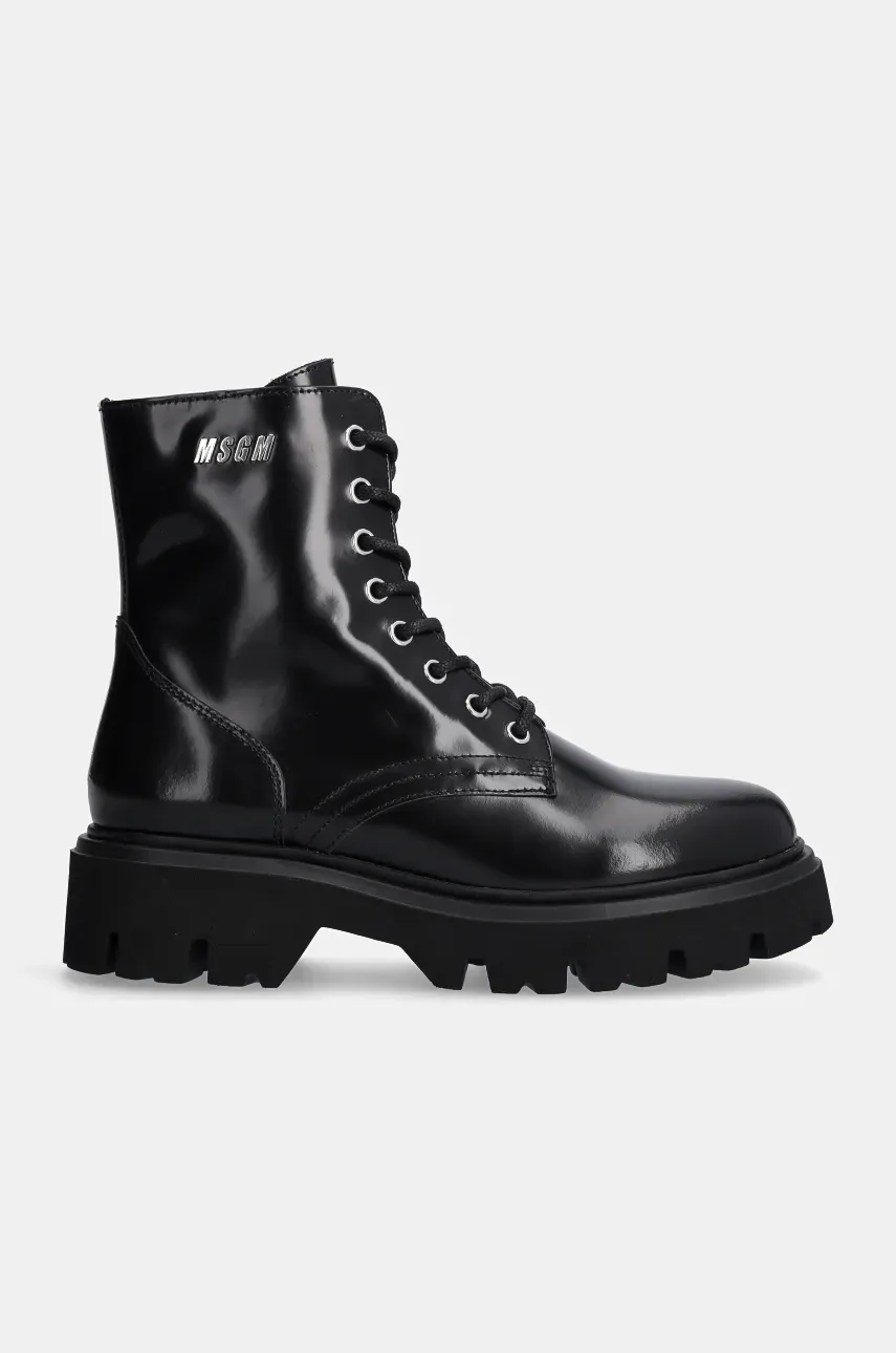 Кожаные полусапоги MSGM женские цвет чёрный на платформе 3741MDS155 513 Кожаные полусапоги MSGM женские цвет чёрный на платформе 3741MDS155 513