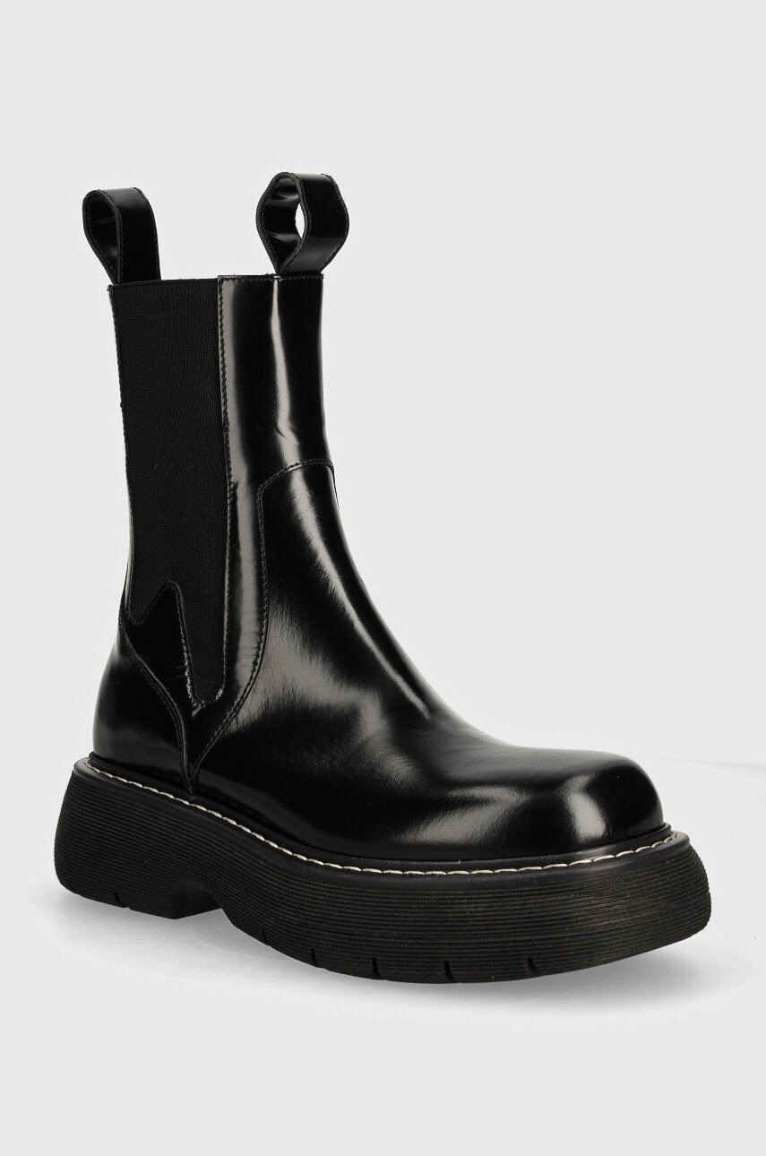 MSGM ghete chelsea de piele femei, culoarea negru, cu platforma, 3741MDS804 629