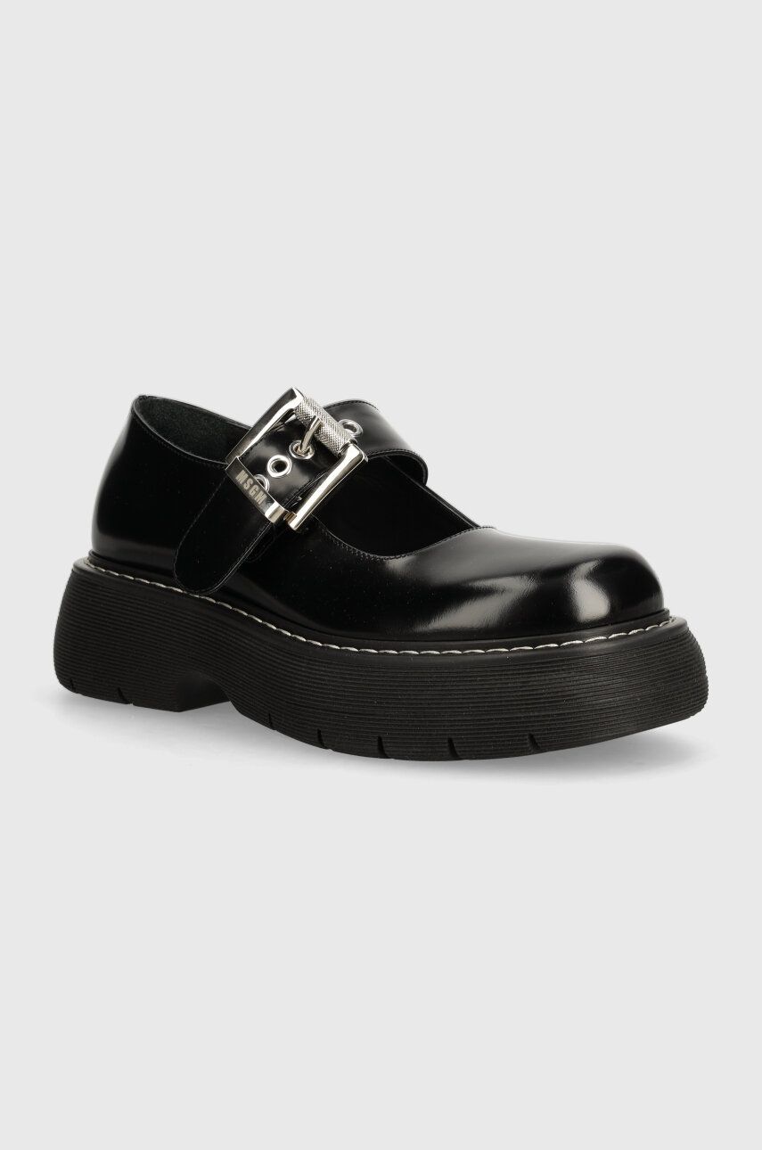 MSGM pantofi de piele femei, culoarea negru, cu platforma, 3741MDS858 629