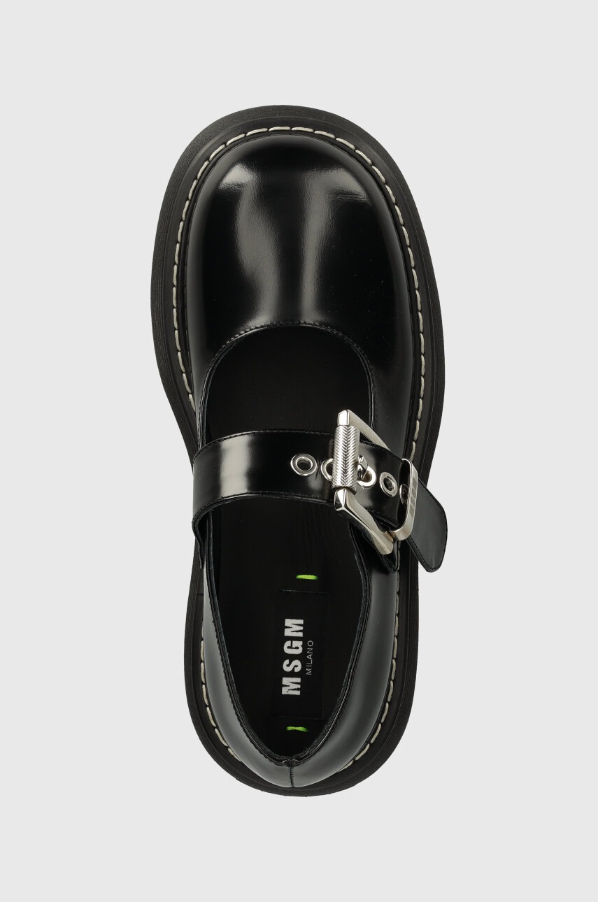 Шкіряні туфлі MSGM жіночі колір чорний на платформі 3741MDS858 629 