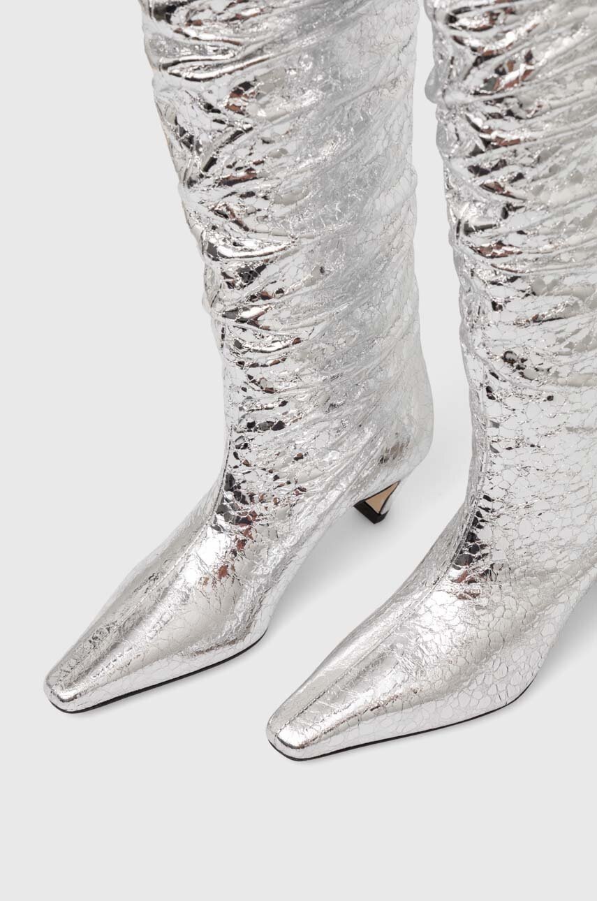 Δερμάτινες μπότες MSGM γυναικείες, χρώμα: ασημί, 3741MDS710 905 φωτογραφία