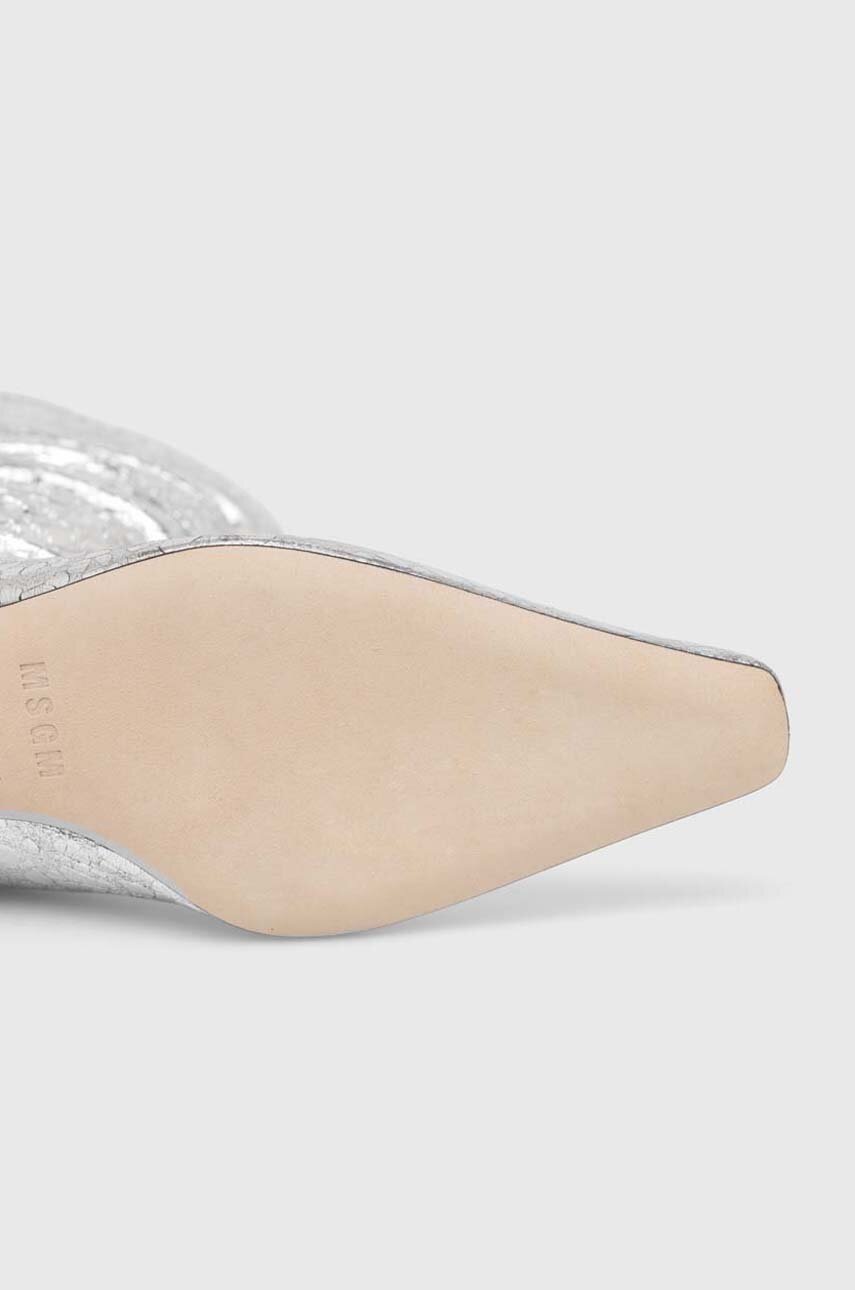 Δερμάτινες μπότες MSGM γυναικείες, χρώμα: ασημί, 3741MDS710 905 φωτογραφία