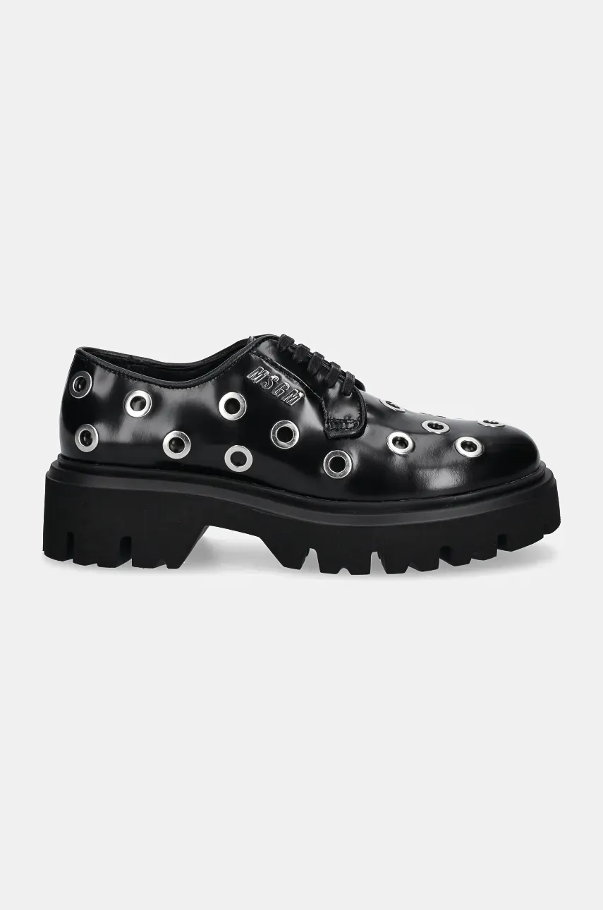 Кожаные туфли MSGM женские цвет чёрный на платформе 3741MDS154 519 Кожаные туфли MSGM женские цвет чёрный на платформе 3741MDS154 519