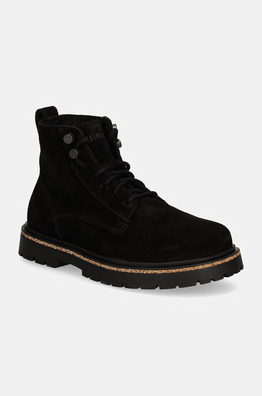 Birkenstock botine Highwood Lace Mid femei, culoarea negru, cu toc plat, 1028893