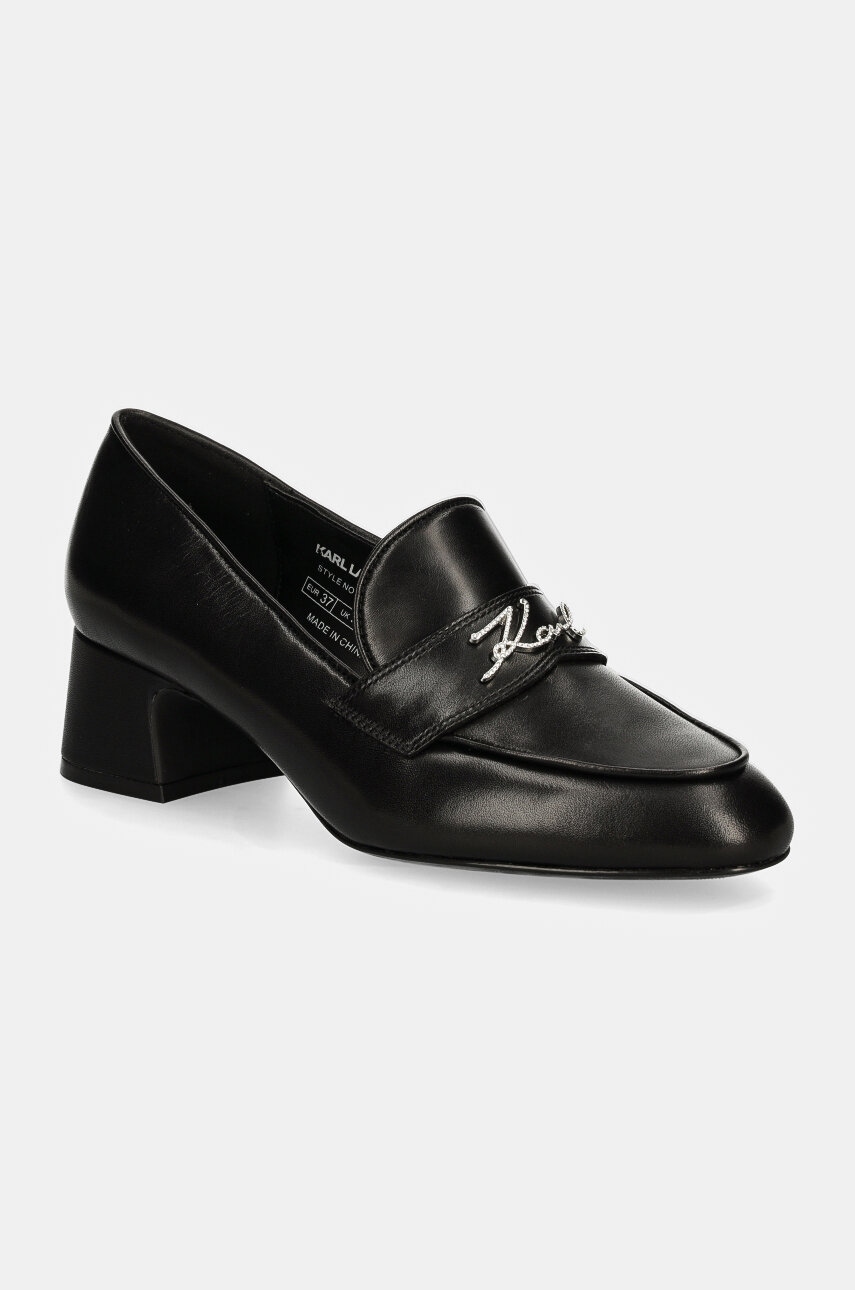 Karl Lagerfeld pantofi de piele BONNIE culoarea negru, cu toc drept, KL30314