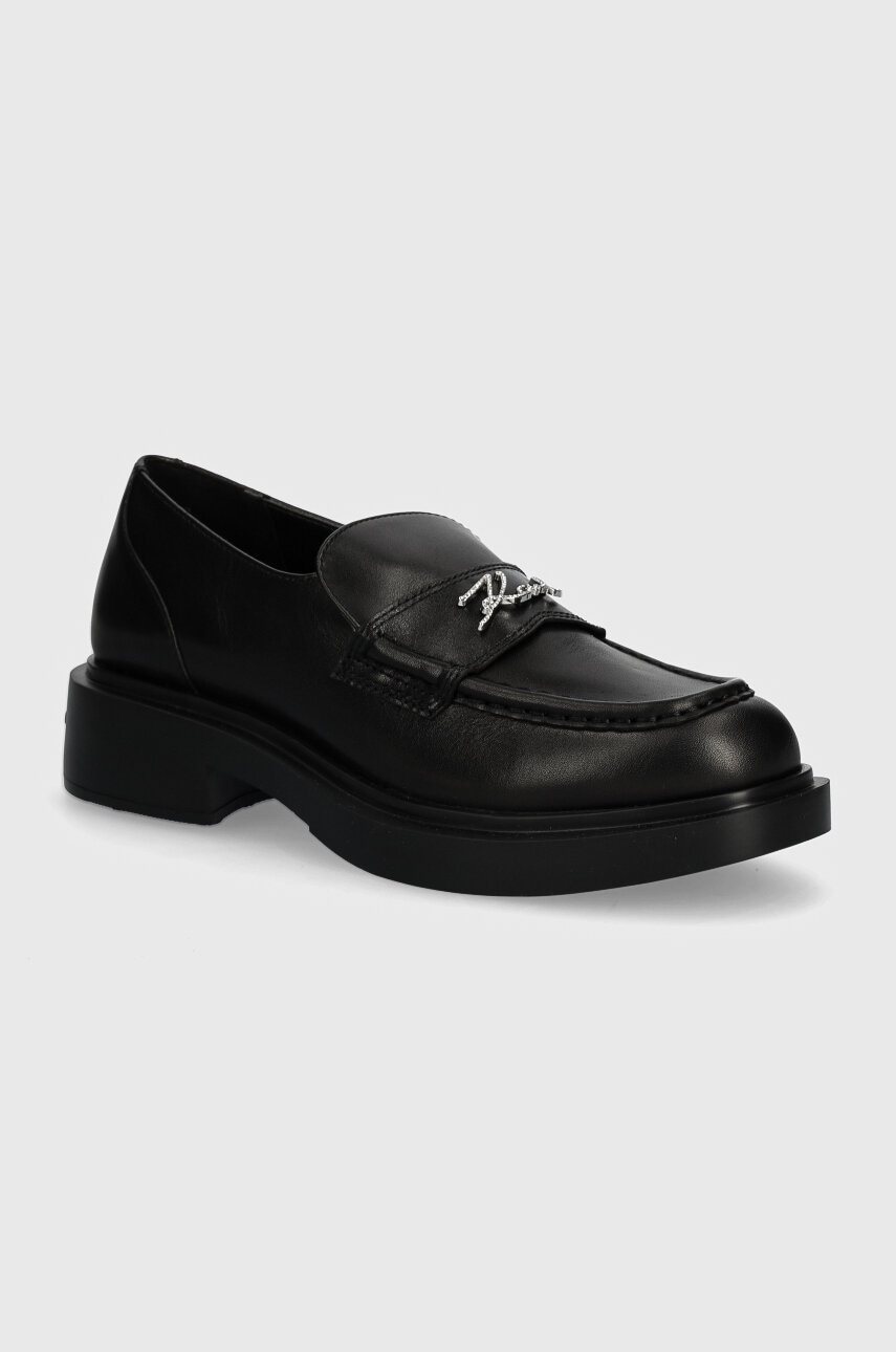 Karl Lagerfeld mocasini de piele MACIE femei, culoarea negru, cu platforma, KL41213 Karl Lagerfeld mocasini de piele MACIE femei, culoarea negru, cu platforma, KL41213