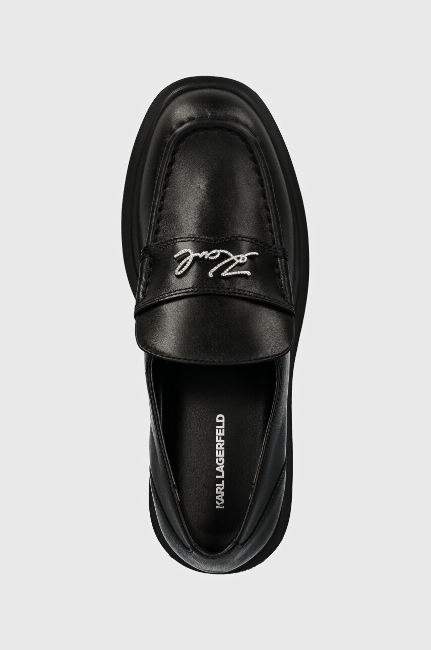 Шкіряні мокасини Karl Lagerfeld MACIE жіночі колір чорний на платформі KL41213 