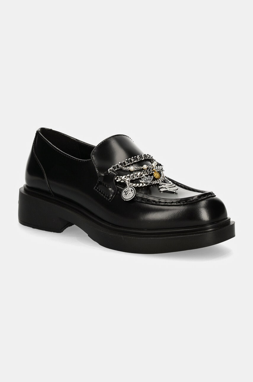Karl Lagerfeld mocasini de piele MACIE femei, culoarea negru, cu toc plat, KL41214